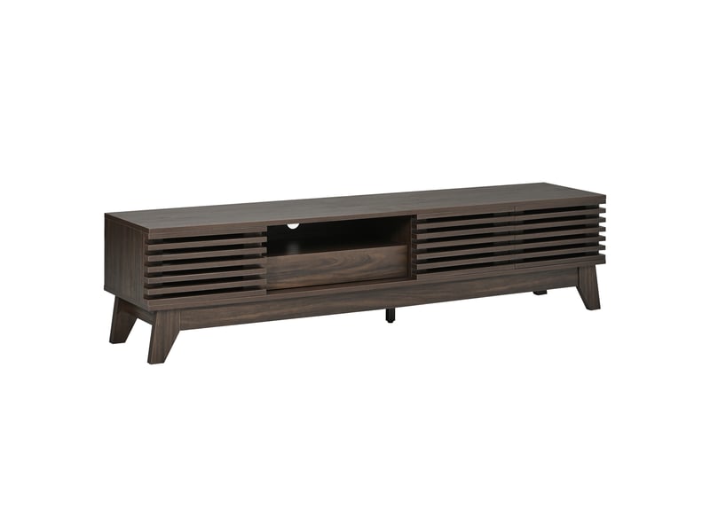  Meuble tv 3 portes 1 tiroir façades rainurées mdf coloris noyer 170 x 35 x 40 cm N621P514469D - Conforama B