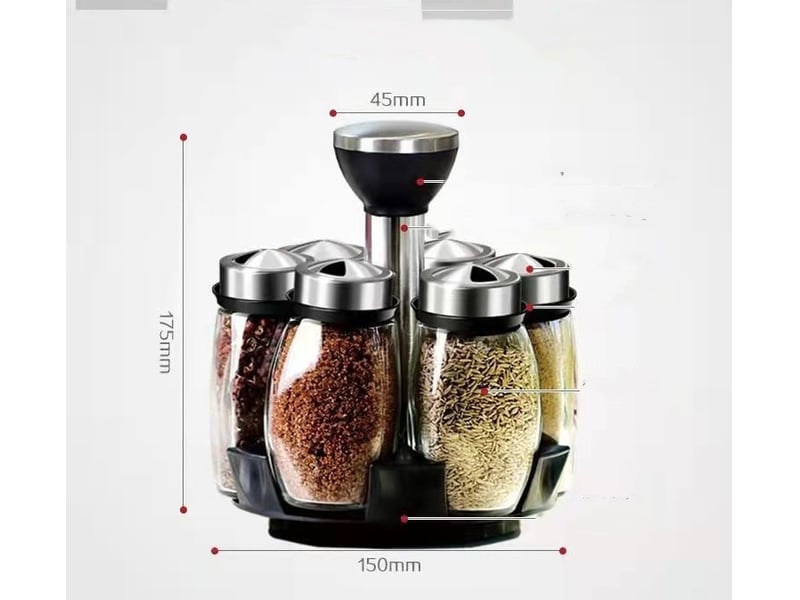 Porte-épices en pots de verre 6 rotatif 360°15x17.5cm - Conforama B