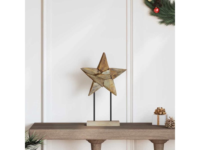  Étoile de noël led marron 31 x 15 x 46 cm bois de teck massif  - Conforama B