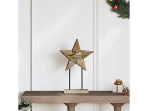 Étoile de noël led marron 31 x 15 x 46 cm bois de teck massif