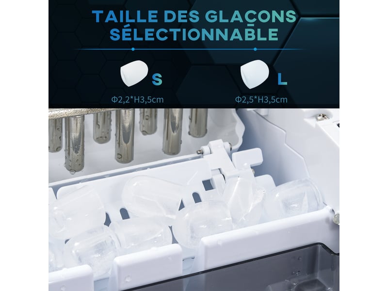 Machine à glaçons réservoir eau 1,7 l capacité réservoir glace 0,9 kg pelle et panier inclus 9 glaçons6-12minutes - Conforama R