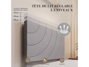 Lit simple 90x200 cm coloris gris
