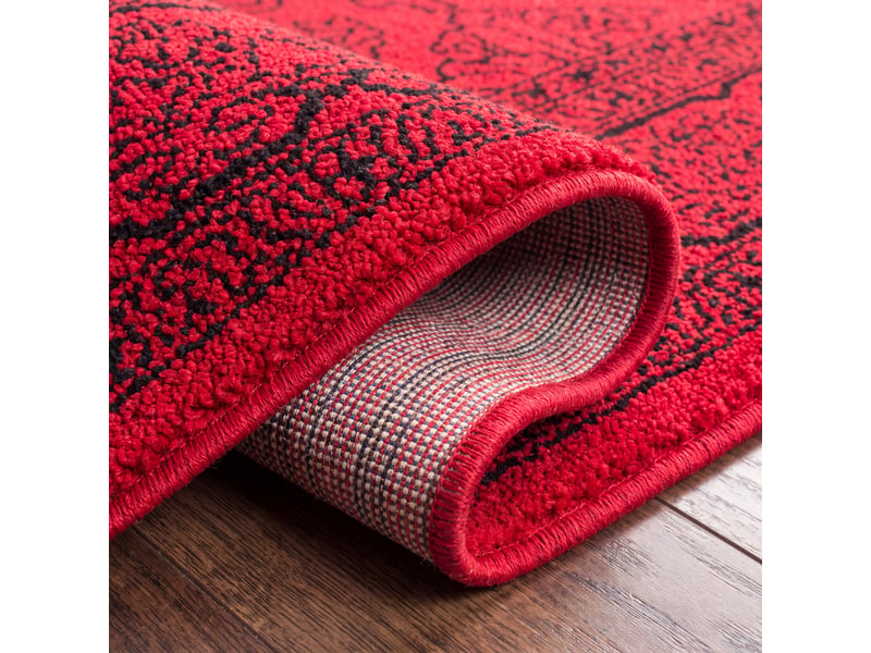  Tapis polypropylène rouge noir 122 x 122 cm  - Conforama D