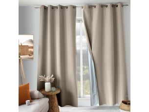Rideaux occultant thermique, beige naturel, 140x240 cm, lot de 2, avec œillets, collection oxford, cmadeco - beige