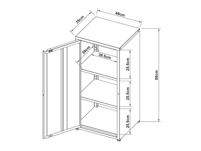 Armoire étagère meuble de rangement métallique acier 88 x 40 x 35 cm bleu gris 03_0008902  - Conforama B