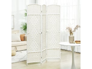 Paravent intérieur en bois 3 panneaux séparateur de pièce pliable pour salon chambre blanc 135 x 180 cm