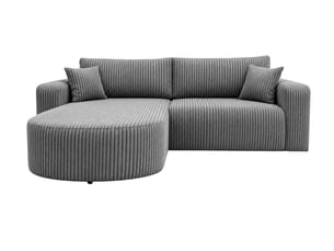 Canapé d'angle réversible convertible CASANOVA  4 places Velours côtelé gris avec coffre de rangement
