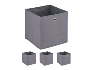 Lot de 4 boîtes de rangement pliables carrées 30 x 30 x 30 cm pratiques chambre salon en tissu gris 13_0013906