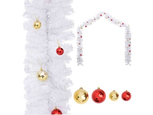 Guirlande de noël décorée avec boules blanc 5 m