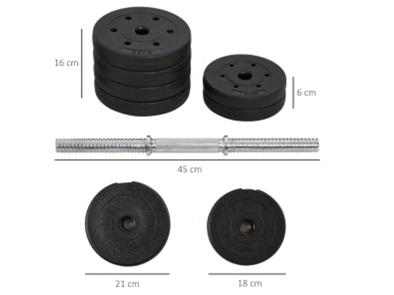 Set d'haltères réglables 30 kg 43x18x7,5 cm – noir – barres de connexion et disques inclus - Conforama C