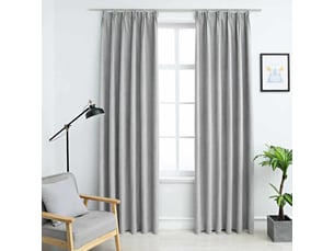 Lot de 2 rideaux occultants, rideaux black-out avec crochets gris 140x225 cm cf44877