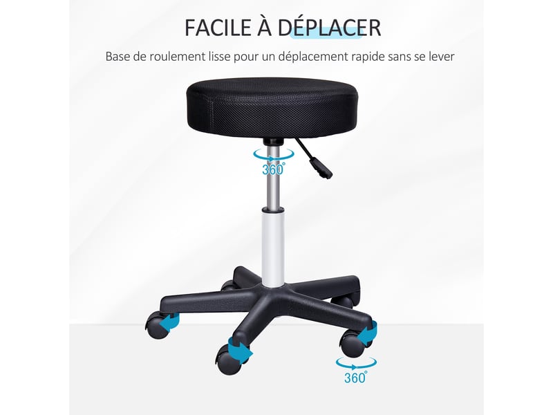  Lot de 2 tabourets de massage à roulettes reglable en hauteur pivotant avec trois couleurs de housse de protection  - Conforama R