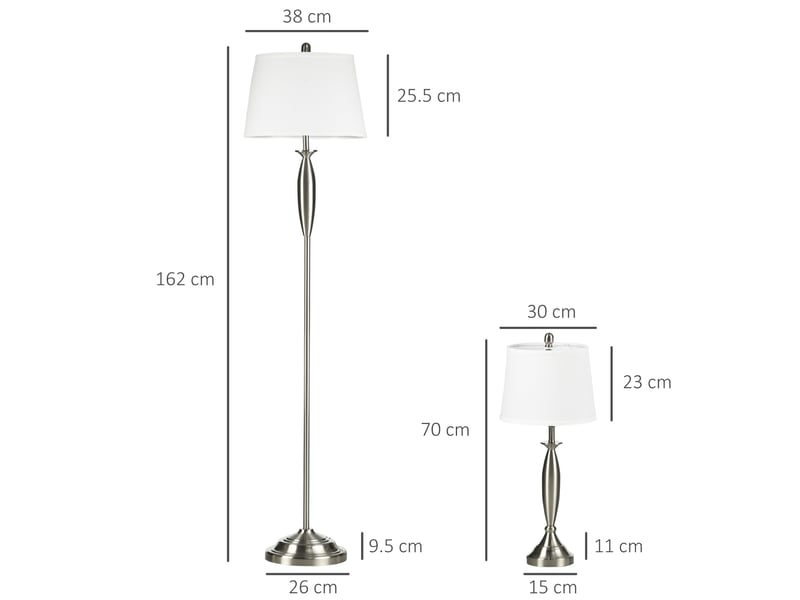  Ensemble de lampes 3 pièces 38x162 cm moderne métal argent et blanc  - Conforama C