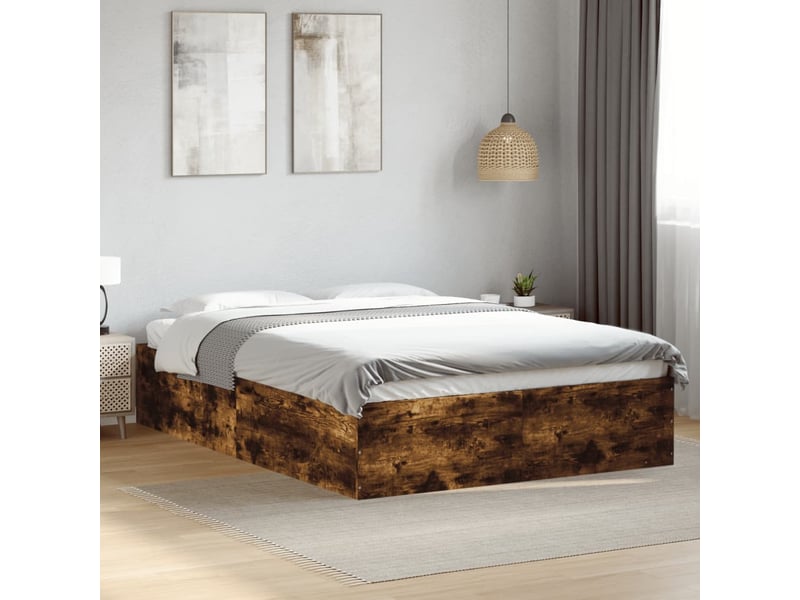  Lit double- lit adulte -  cadre de lit sans matelas chêne fumé 120x190 cm  - Conforama A