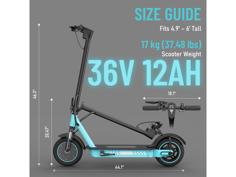 Trottinette électrique hiqis d9pro, double suspension, pneus alvéolés 10, bleu - Conforama C