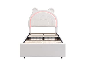 Lit avec rangement 90x200 cm MAISONORA coloris beige