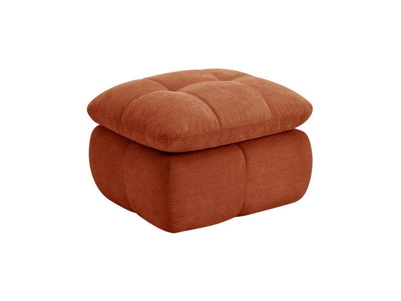 Pouf repose-pieds - 72 x 63 x 50 cm - ottoman en tissu chenille avec coussin moelleux - orange - Conforama A