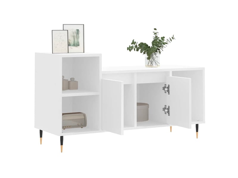  Meuble tv - banc tv - meuble de rangement blanc 100x35x55 cm bois d'ingénierie  - Conforama D