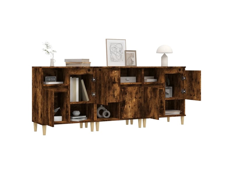  Buffets 3 pcs - bahut - meuble de rangement chêne fumé 60x35x70 cm bois d'ingénierie  - Conforama D