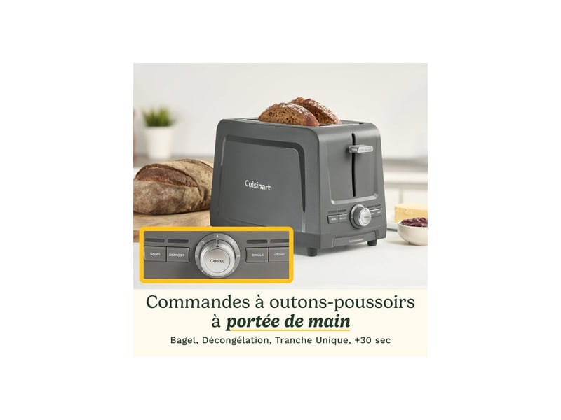  Grille-pain 2 tranches acier extra-longs encoches gris pierre et argent CUI3030050198195 - Conforama B