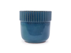 Pot de fleurs ø 23 cm fait main, avec trous de drainage, céramique, bleu turquoise brillant