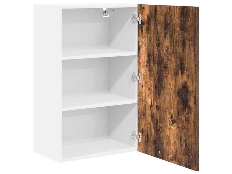  Meuble de rangement cuisine, armoire suspendue chêne fumé et blanc 50x31x80cm  - Conforama E