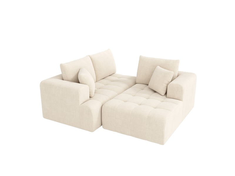  Canapé d'angle modulable 3 places 244,5 × 136 cm sans cadre, chenille beige IKSETERA TRADING LTD - Conforama W