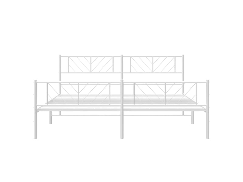  Lit double- lit adulte -  cadre de lit métal sans matelas et pied de lit blanc 180x200 cm  - Conforama D