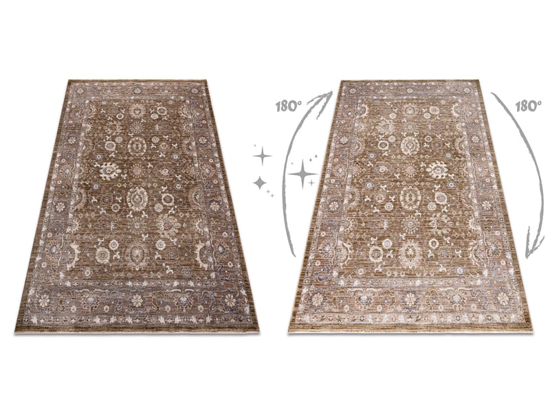  Tapis laris 743 vert   brun clair – motif cadre, ornemental, classique, franges 80x300 cm  - Conforama C