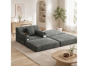 Fauteuil convertible 1 place avec repose-pieds et rangements evryae