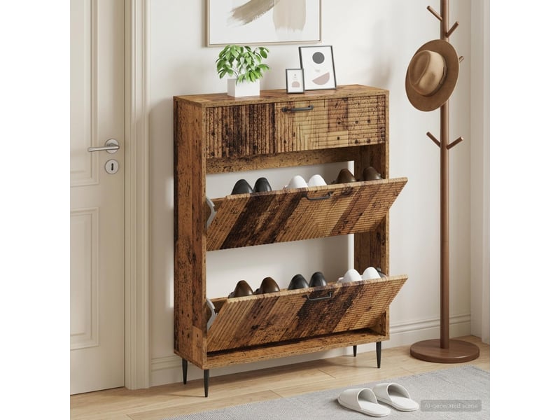  Meuble à chaussures, armoire à chaussures haarlem 78x24x103 cm bois d'ingénierie shl1221  - Conforama B