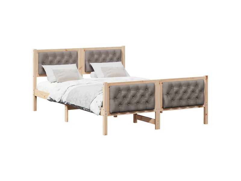 Lit double- lit adulte - cadre de lit avec tête de lit taupe 150 x 200 cm pin massif - Conforama B