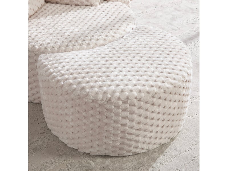  Fauteuil 130x115x84 cm avec repose-pieds, sans montage, tissu, beige  - Conforama D