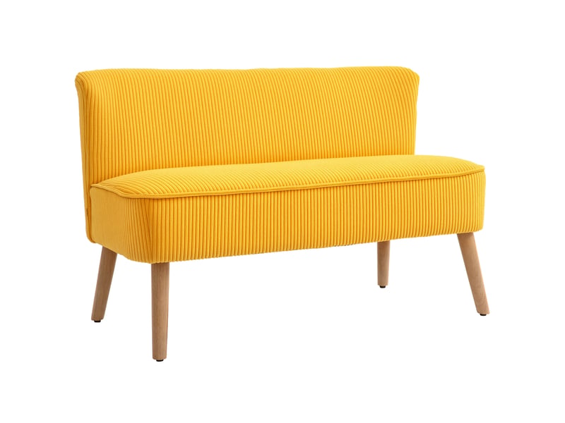 Canapé 2 places structure en bois tissu jaune 117 x 56,5 x 77 cm  - Conforama A