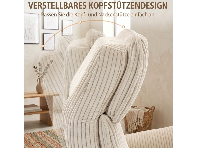  Fauteuil relax électrique à double moteur, pivotant avec usb, en polyester blanc crème, 87 × 76 × 114 cm  - Conforama E