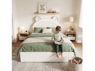 Lit avec rangement 140x200 cm <strong>HAVRYA</strong>  <strong></strong> coloris beige