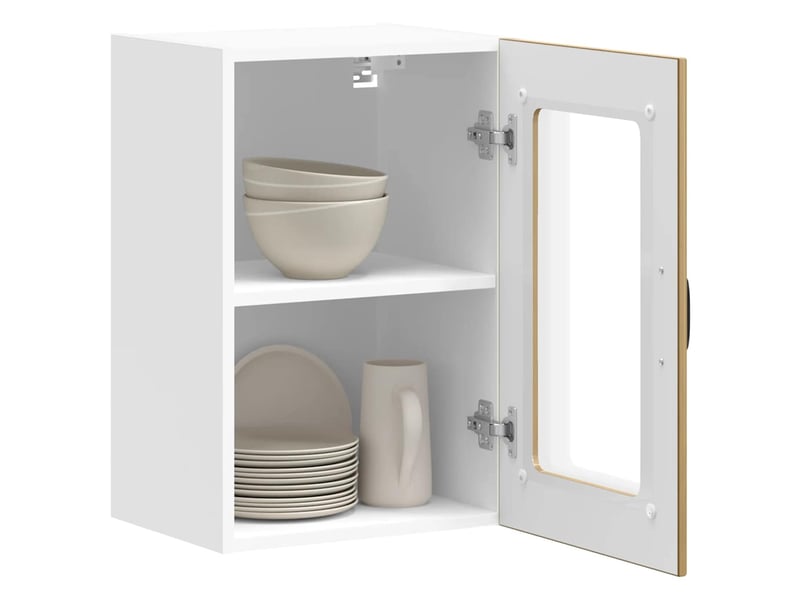  Meuble de rangement, armoire murale de cuisine porte en verre lucca chêne artisanal  - Conforama E