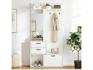 Portemanteau avec banc et rangement blanc 90 x 180 cm en mdf