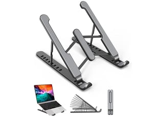 Support pc portable à 8 niveaux réglables – silicone antidérapant, noir