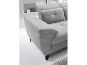 Canapé d'angle gris 5 places angle droit rangement literie inferno