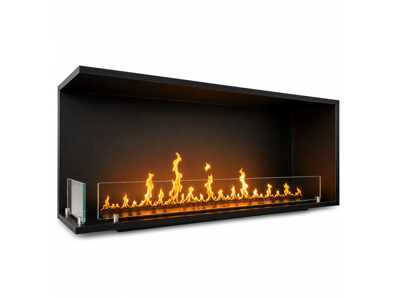  Urano 120 - cheminée bioéthanol encastrable d'angle gauche 120x50x30 cm avec brûleur en acier de 3 litres  - Conforama D