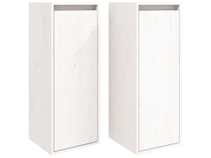 Lot de 2 étagères, armoires murales, meubles tv blanc 30x30x80 cm bois de pin massif cf41026