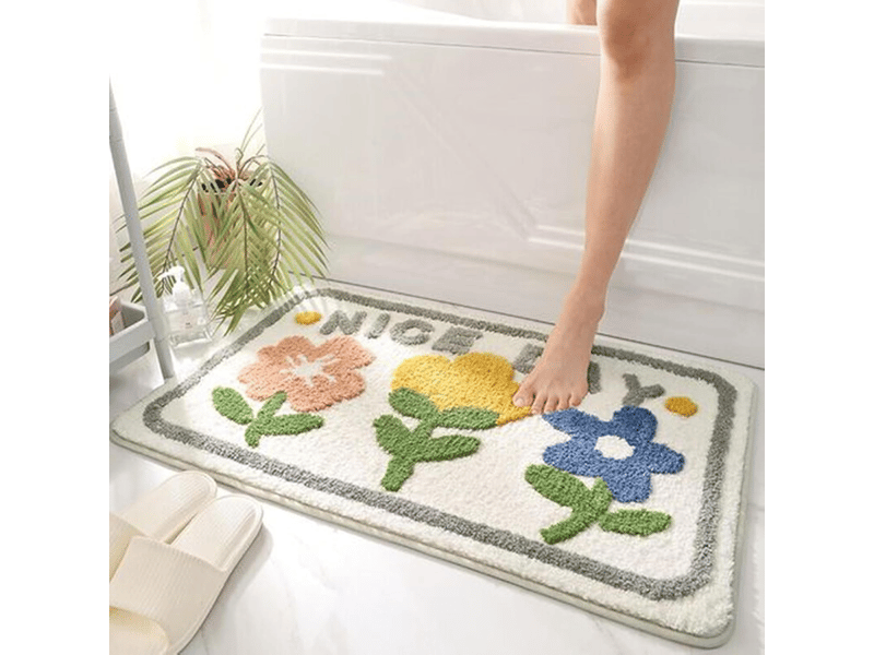  Tapis de bain antidérapant, tapis salle de bain moelleux en microfibre, tapis de douche absorbant lavable en machine pour salle de bain, (50x80cm) - gris  - Conforama C