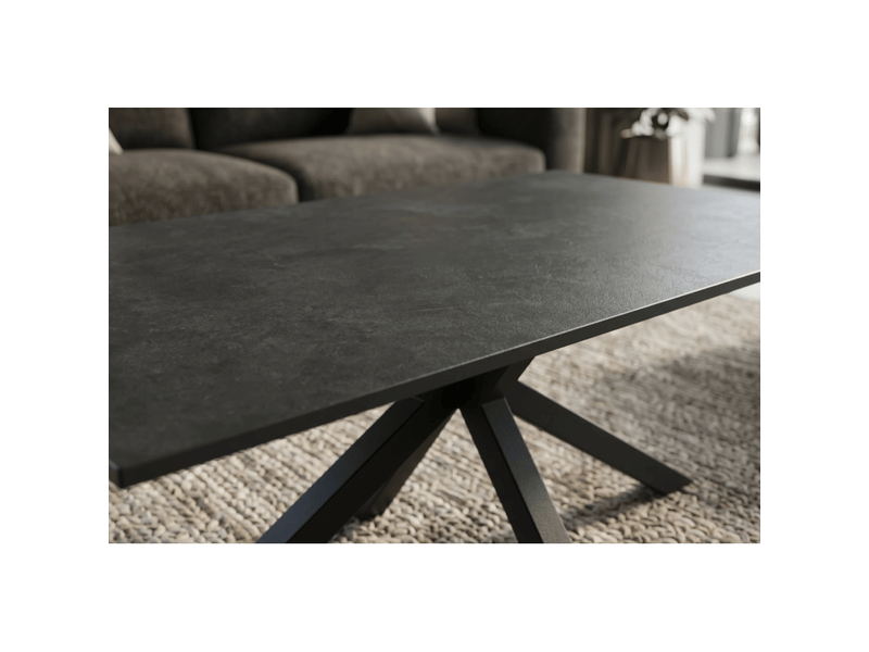  Table basse solara 100 cm en céramique gris anthracite avec pied étoile en métal noir  - Conforama E