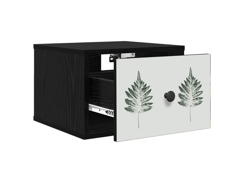  Table de chevet - cabinet de chevet - table de nuit mural hanau 2 pc chêne noir 36 x 33 x 25 cm  - Conforama C