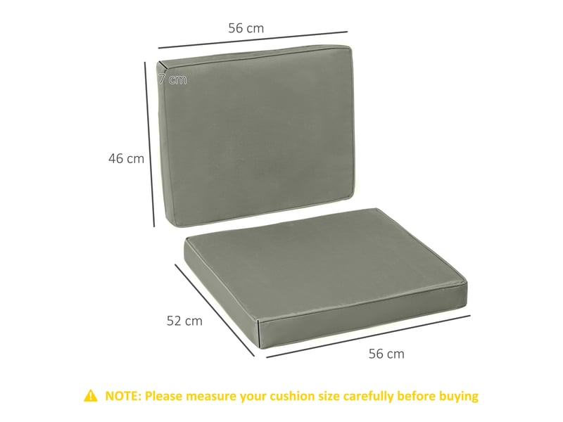  Coussins pour chaise fauteuil de jardin coussins d'assise de dossier déhoussables polyester 56x5256x46cm gris foncé  - Conforama E