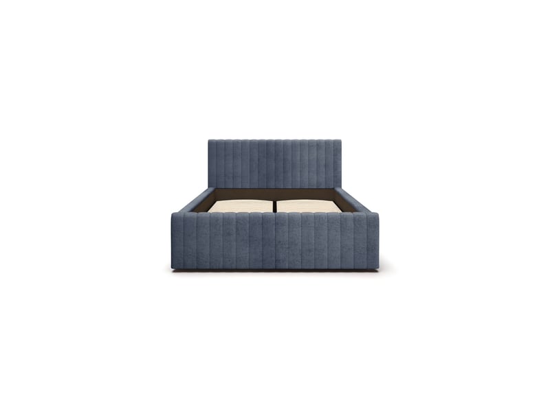  Lit eloria 160x200 bleu ardoise avec tête de lit capitonnée et sommier inclus  - Conforama E