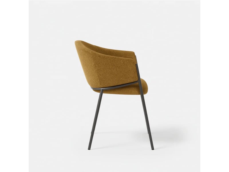  Lot de 2 chaises rembourrées en tissu bouclette easy-clean duna - jaune  - Conforama D