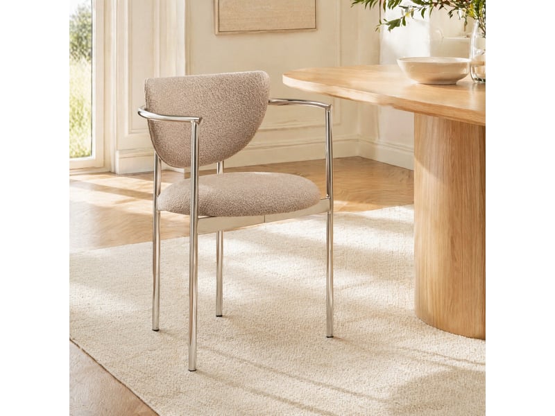  Lot de 2 chaises de salle à manger 45x75 cm avec accoudoirs coloris kaki clair  - Conforama D