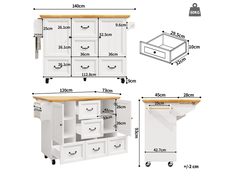  Desserte 2 portes 5 tiroirs coloris blanc mdf desserte blanc - Conforama C
